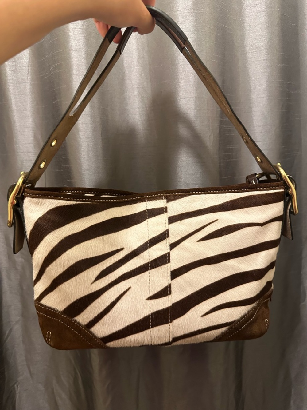 RARE Vintage Coach Legacy Zebra Stripe Haircalf East West Duffle Bag Purse 8A65